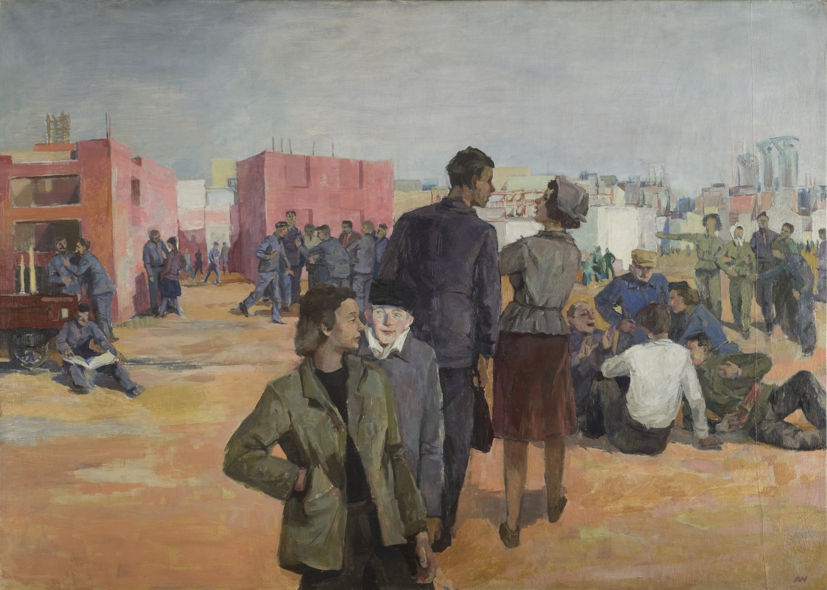 Break at Work in Nowa Huta by Andrzej Wróblewski, 1954